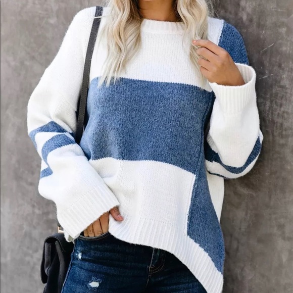 GRACEY’S // Color Block Oversized Pullover Sweater - Picture 6 of 11